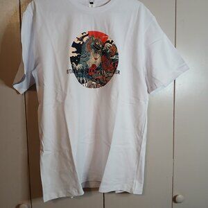 NWT YET006 Stone lion Niepce White Cotton Tee Large (0234D)